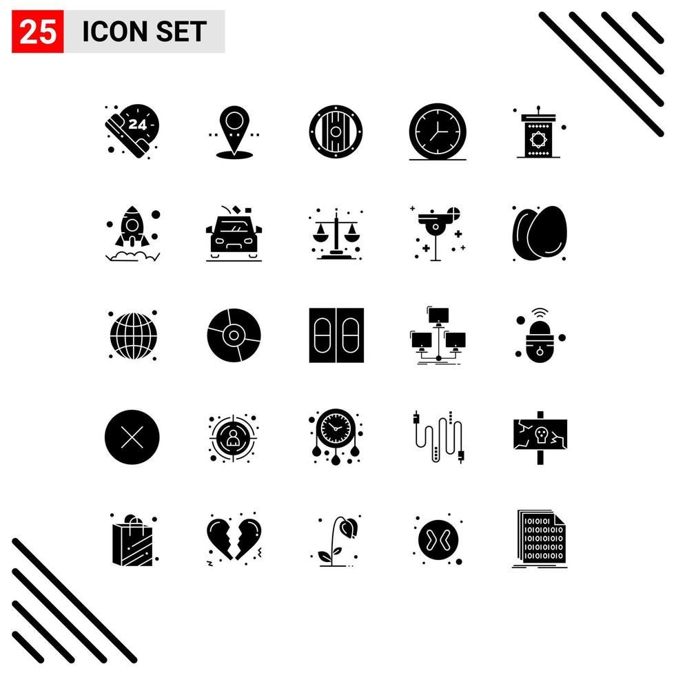 paquete de iconos de vector de stock de 25 signos y símbolos de línea para elementos de diseño de vector editables de pared de altavoz de escudo de voz eid