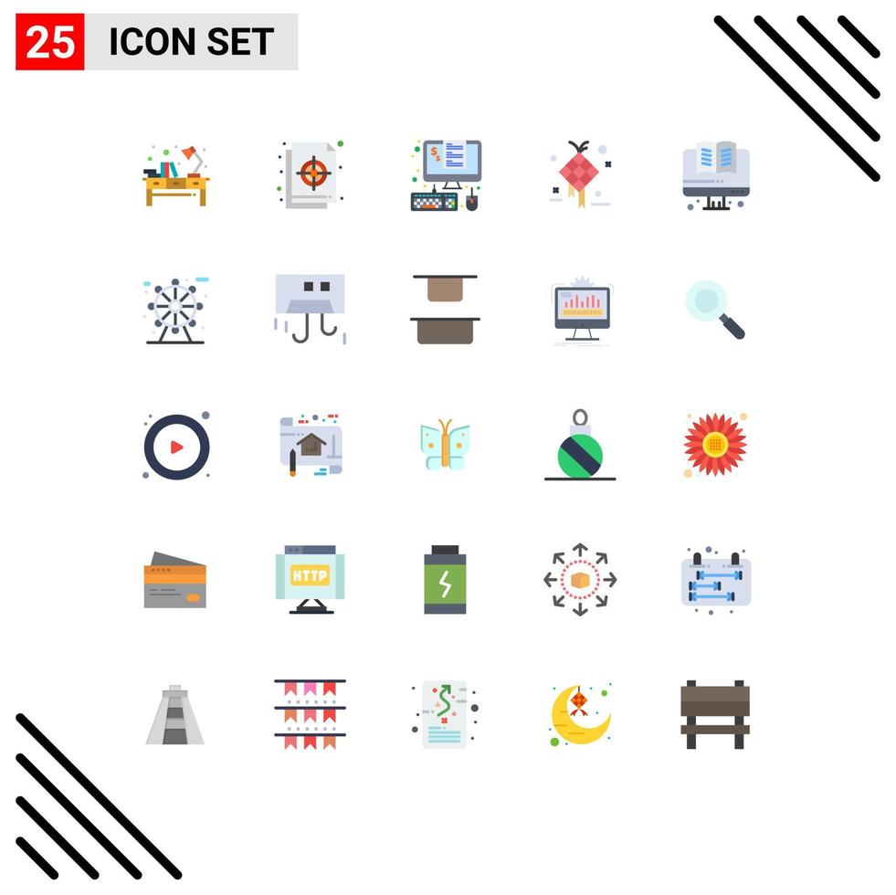 Group of 25 Flat Colors Signs and Symbols for creative decoration target taxes management Editable Vector Design Elements