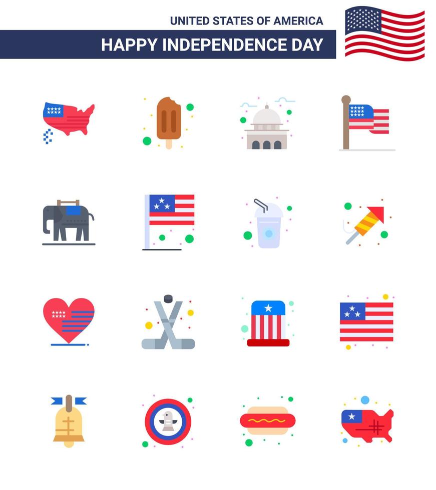 paquete de líneas vectoriales editables del día de estados unidos 16 pisos simples de la casa americana de estados unidos acción de gracias elementos de diseño vectorial del día de estados unidos editables estadounidenses vector