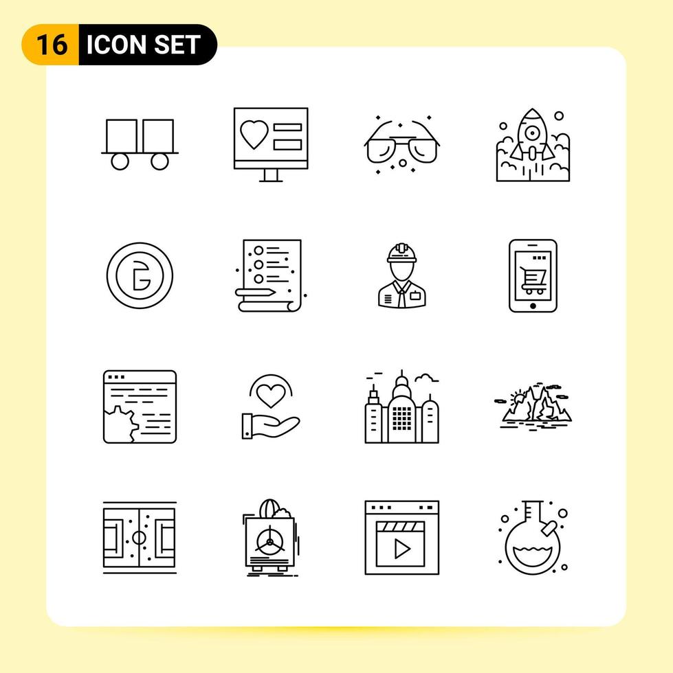 16 Creative Icons for Modern website design and responsive mobile apps 16 Outline Symbols Signs on White Background 16 Icon Pack vector