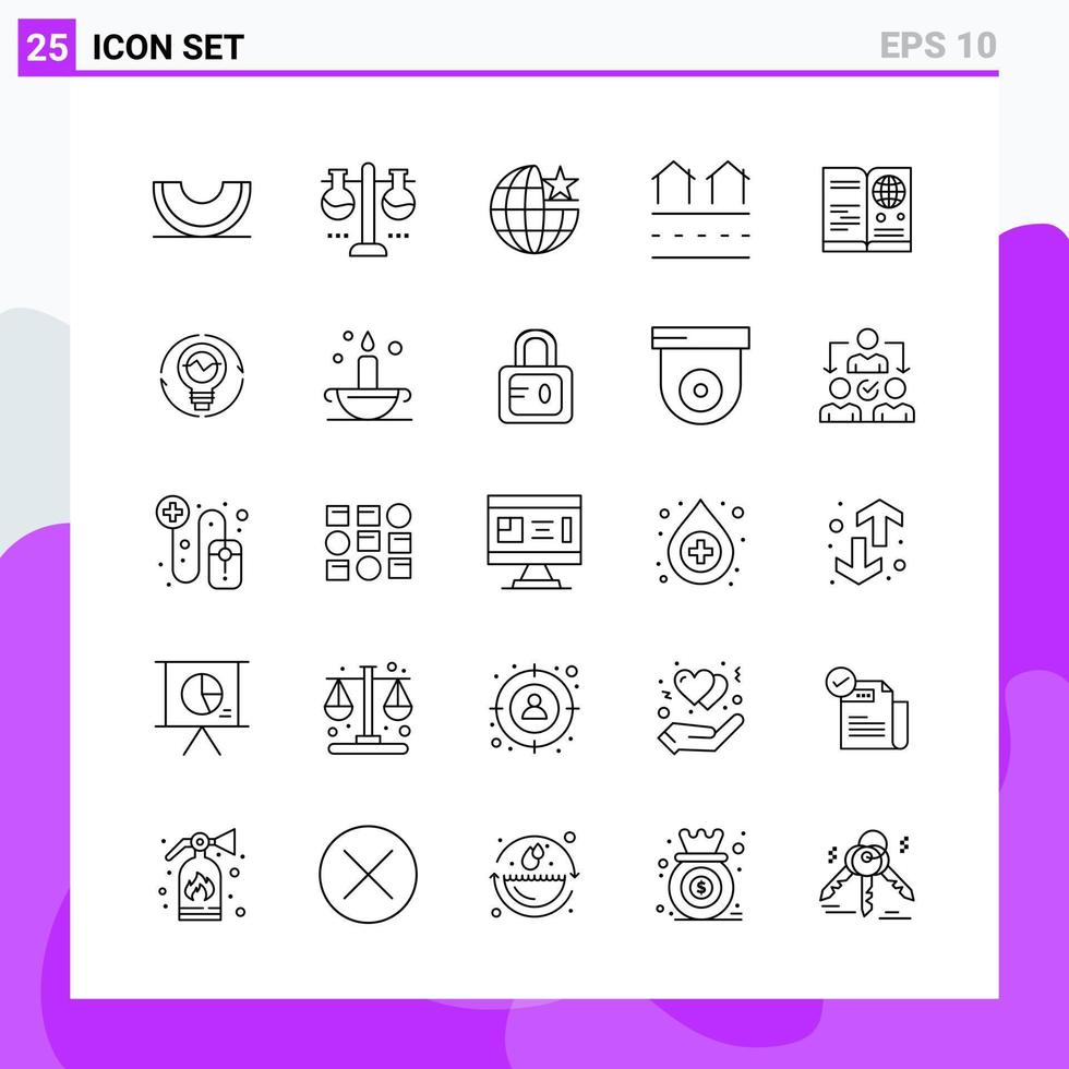 Set of 25 icons in Line style Creative Outline Symbols for Website Design and Mobile Apps Simple Line Icon Sign Isolated on White Background 25 Icons vector