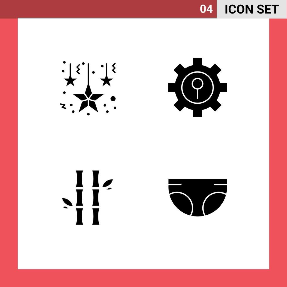 Universal Icon Symbols Group of 4 Modern Solid Glyphs of christmas green keyhole setting natural Editable Vector Design Elements