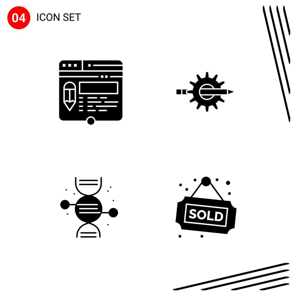 Collection of 4 Vector Icons in solid style Pixle Perfect Glyph Symbols for Web and Mobile Solid Icon Signs on White Background 4 Icons