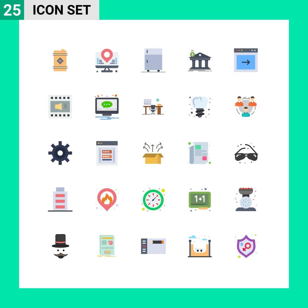 Flat Color Pack of 25 Universal Symbols of federal banking devices bank freeze Editable Vector Design Elements