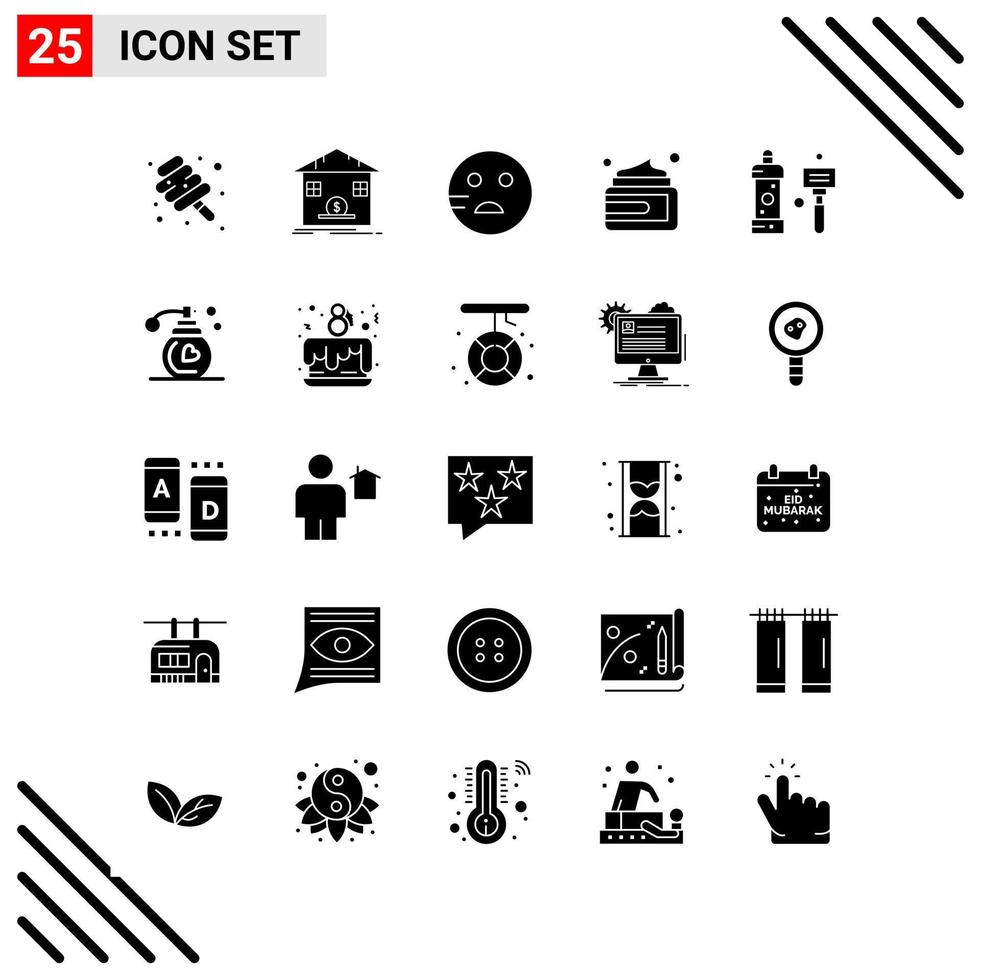 Pixle Perfect Set of 25 Solid Icons Glyph Icon Set for Webite Designing and Mobile Applications Interface vector