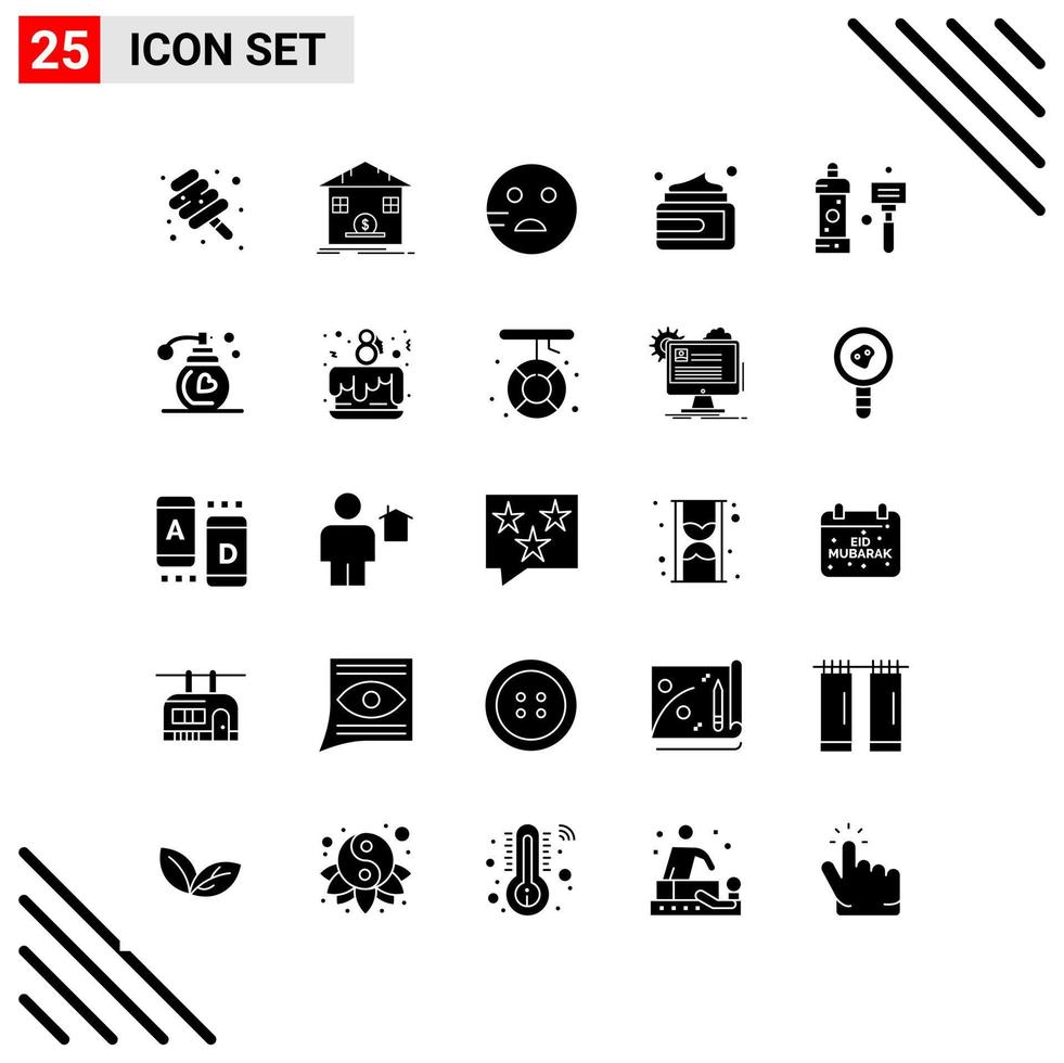 Pixle Perfect Set of 25 Solid Icons Glyph Icon Set for Webite Designing and Mobile Applications Interface vector