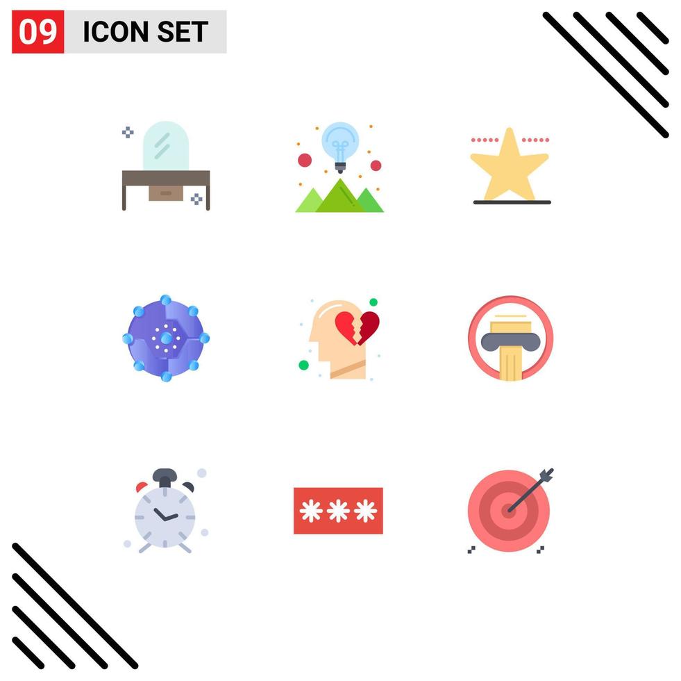 Stock Vector Icon Pack of 9 Line Signs and Symbols for emotions network strategy solution connectivity computing Editable Vector Design Elements