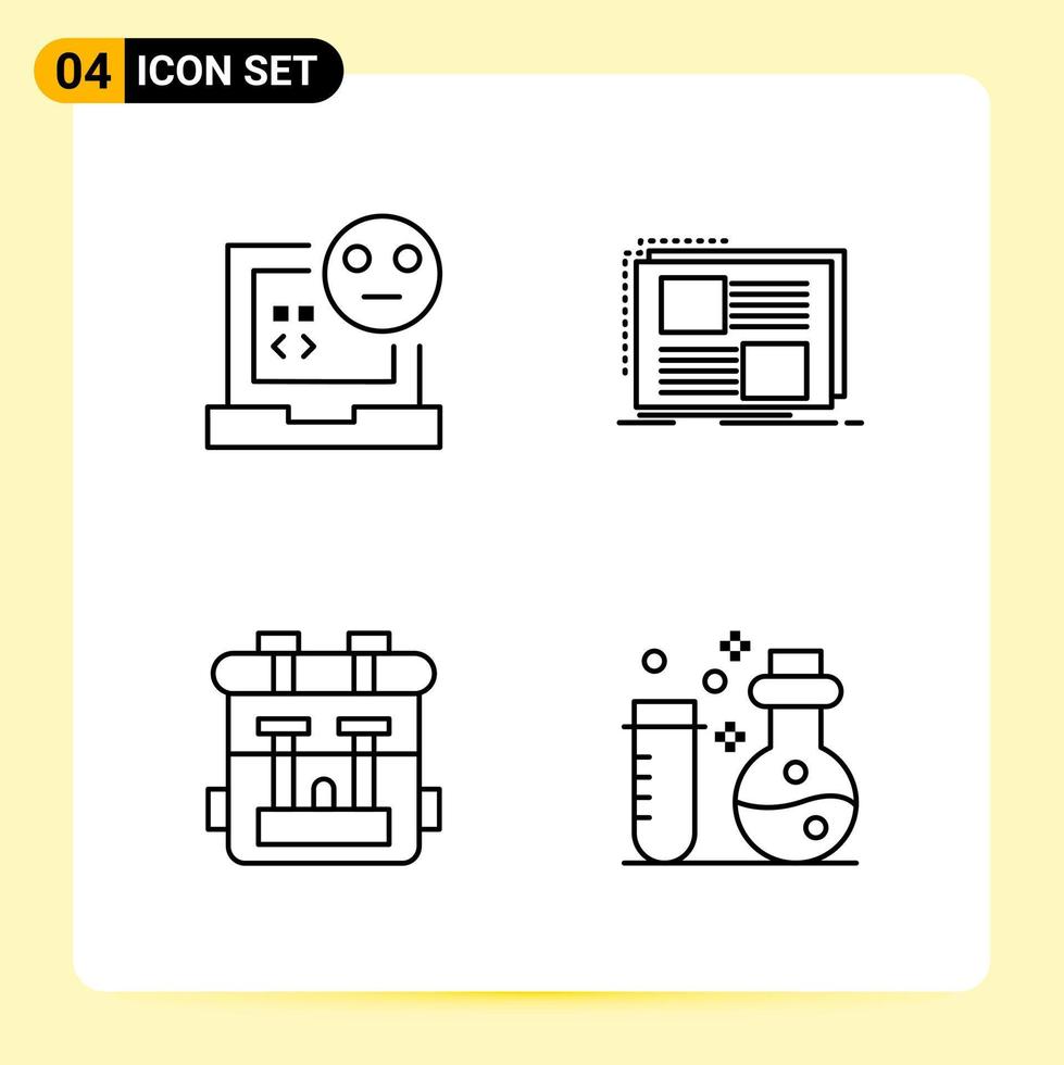 4 Creative Icons for Modern website design and responsive mobile apps 4 Outline Symbols Signs on White Background 4 Icon Pack vector