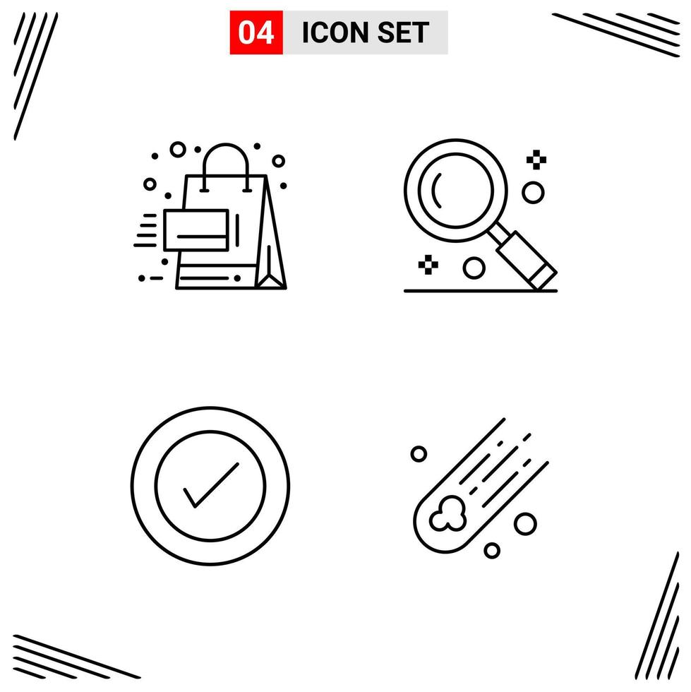 4 Icons Line Style Grid Based Creative Outline Symbols for Website Design Simple Line Icon Signs Isolated on White Background 4 Icon Set vector