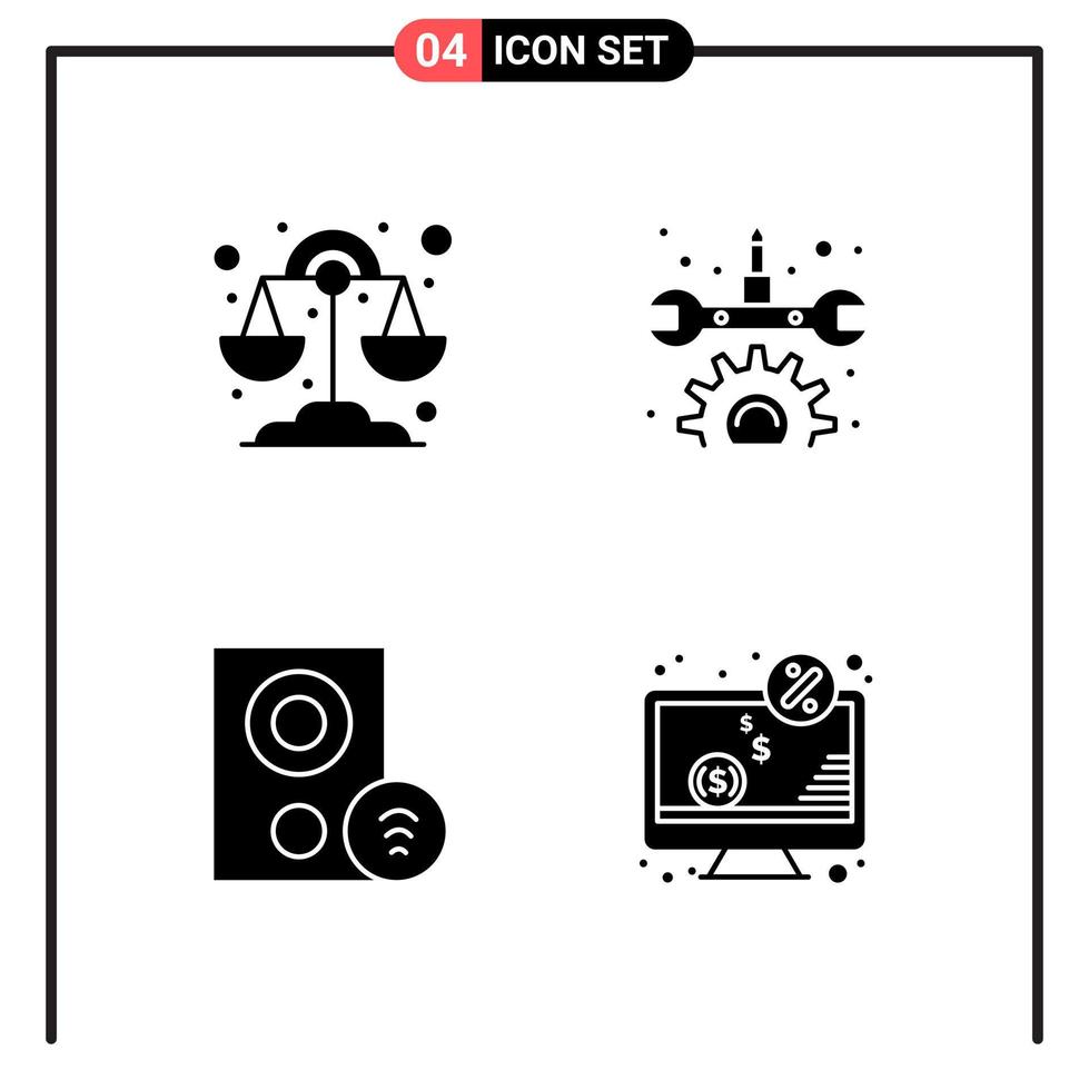 Set of 4 Solid Style Icons for web and mobile Glyph Symbols for print Solid Icon Signs Isolated on White Background 4 Icon Set vector