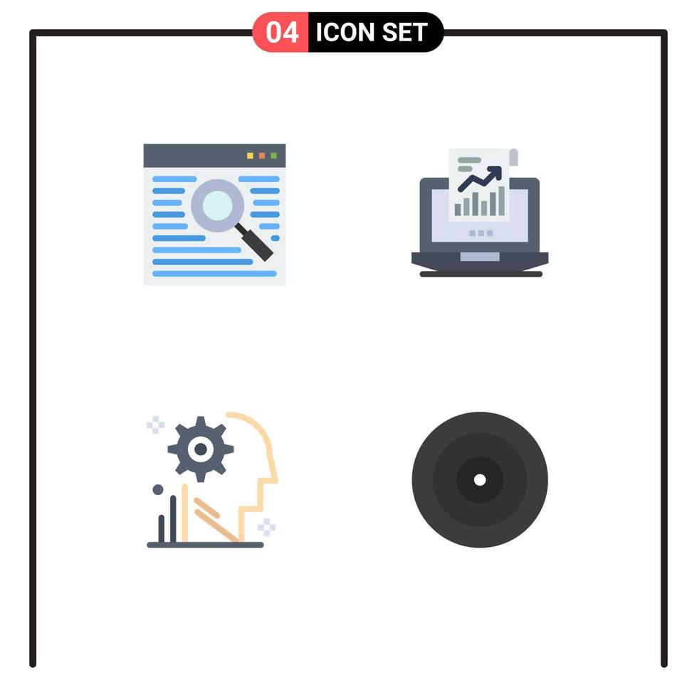 4 paquete de iconos planos de interfaz de usuario de signos y símbolos modernos del proceso de ventas de la ventana de la mente del navegador elementos de diseño vectorial editables vector