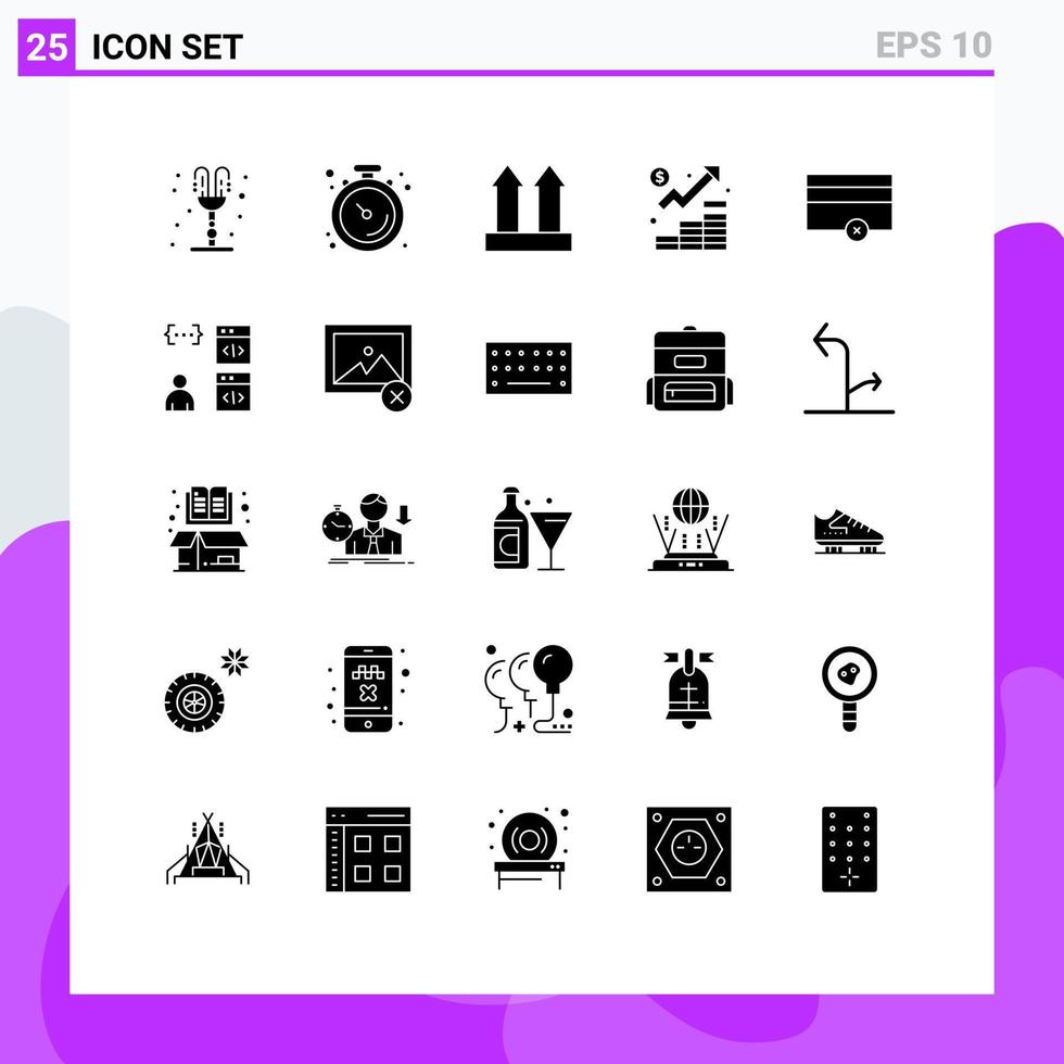 25 Thematic Vector Solid Glyphs and Editable Symbols of finance management arrows growth business Editable Vector Design Elements