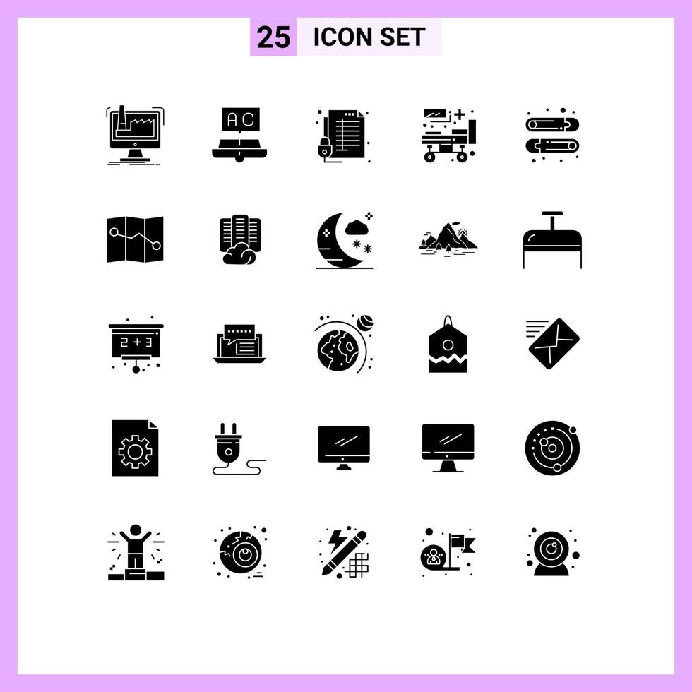 Editable Vector Line Pack of 25 Simple Solid Glyphs of medical bed school secure protection Editable Vector Design Elements