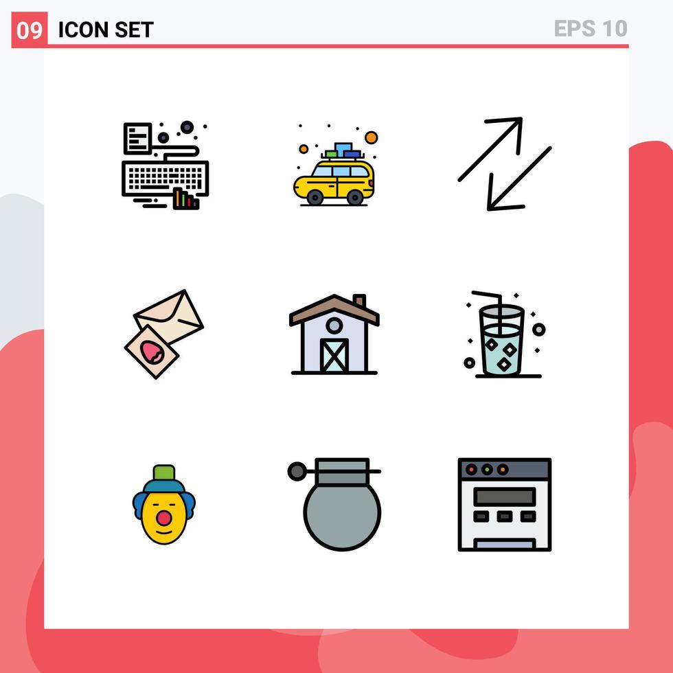 9 Filledline Flat Color concept for Websites Mobile and Apps canada home arrow easter mail Editable Vector Design Elements