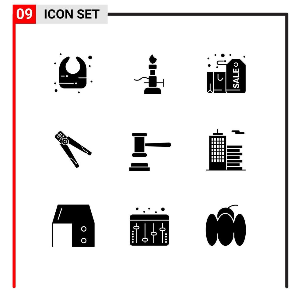 9 Solid Glyph concept for Websites Mobile and Apps tool construction badge building present Editable Vector Design Elements