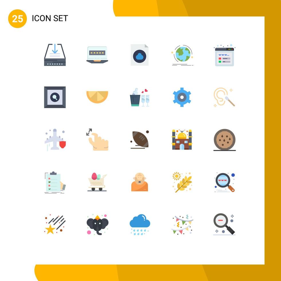 Pictogram Set of 25 Simple Flat Colors of seo network cloud connection world Editable Vector Design Elements