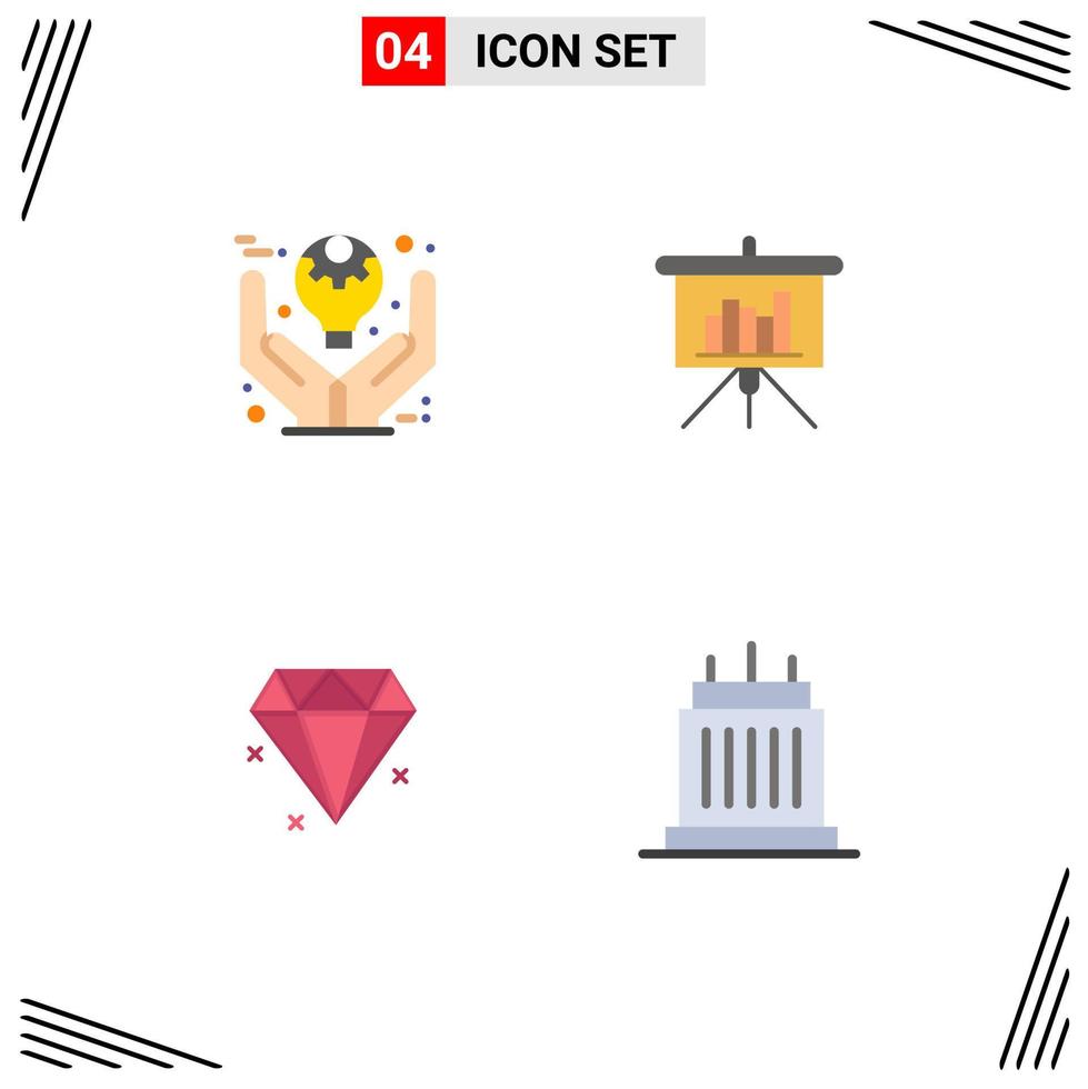 Pack of 4 Modern Flat Icons Signs and Symbols for Web Print Media such as business diamond product blackboard buildings Editable Vector Design Elements