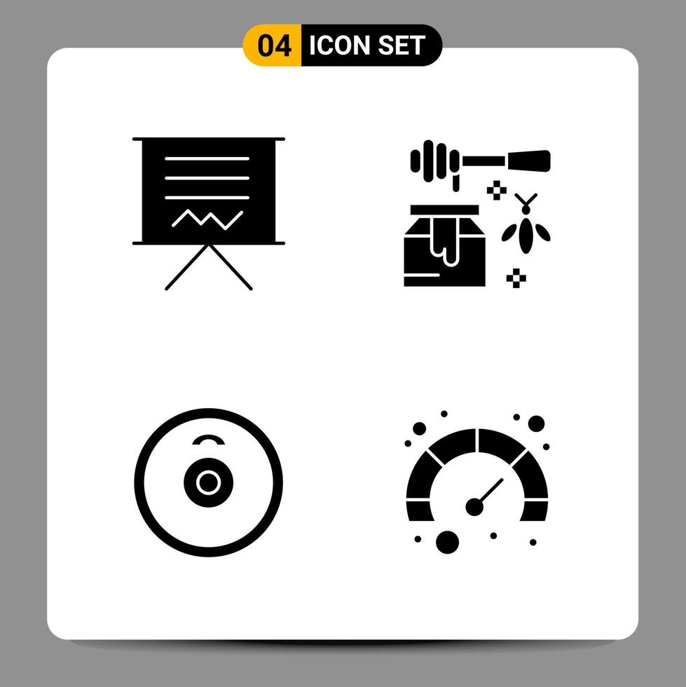 4 Black Icon Pack Glyph Symbols Signs for Responsive designs on white background 4 Icons Set vector