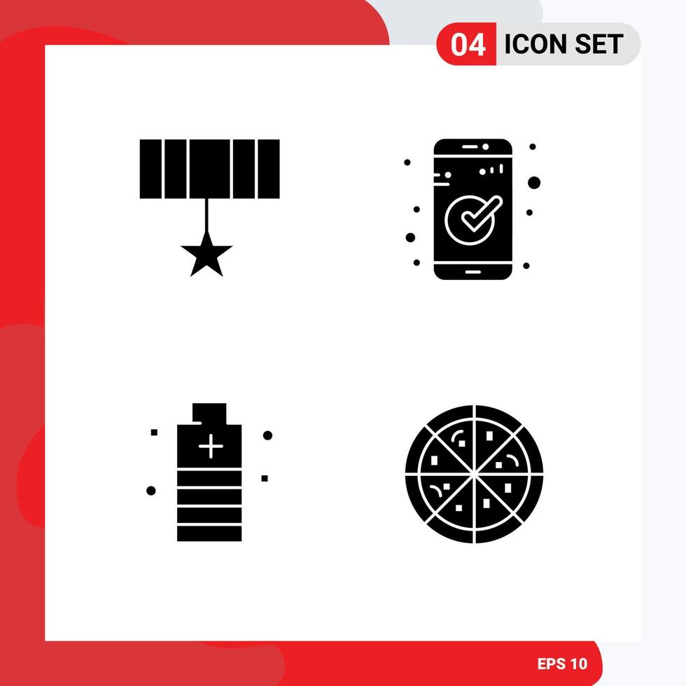 Universal Solid Glyphs Set for Web and Mobile Applications army energy medal essential power Editable Vector Design Elements