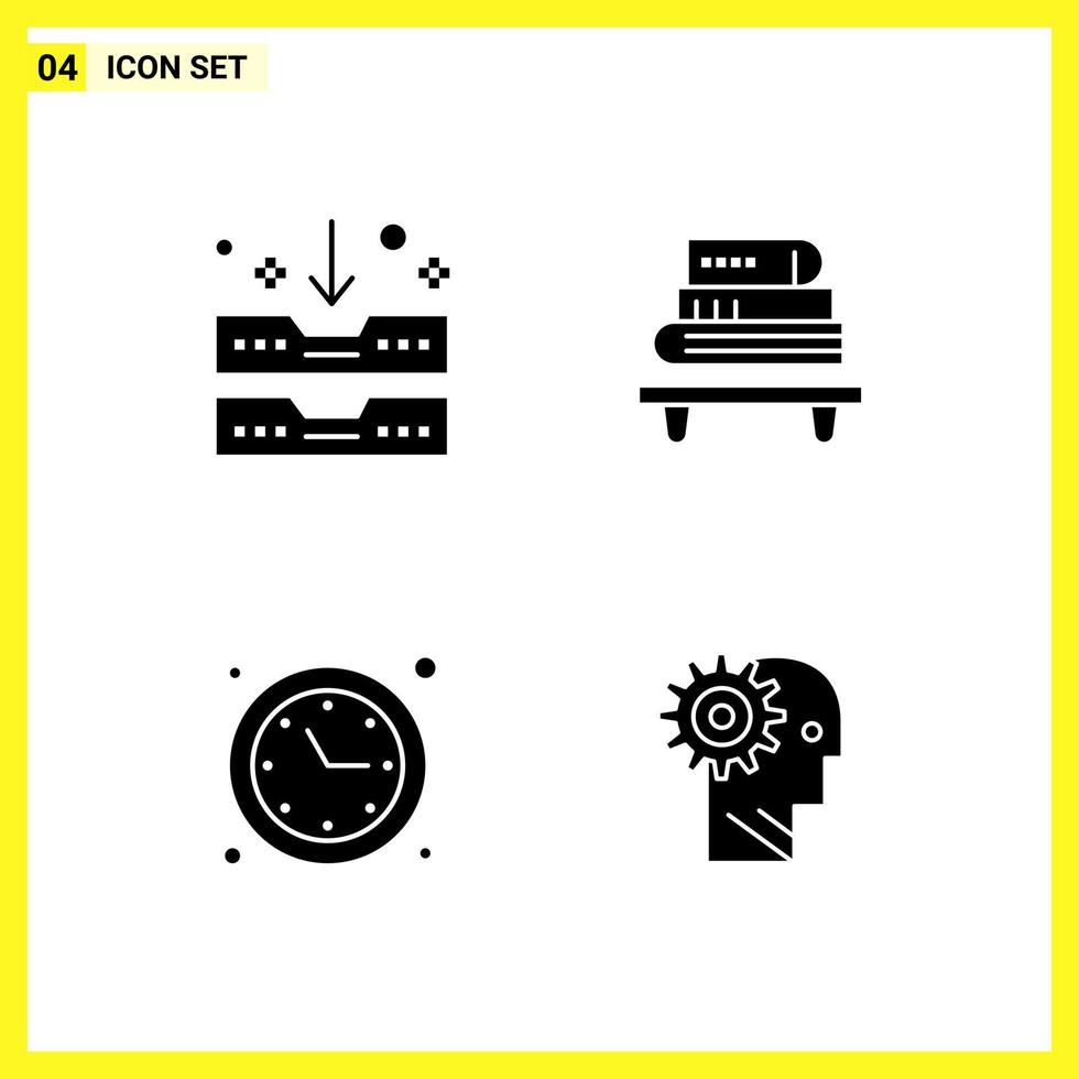 4 Icon Set Simple Solid Symbols Glyph Sign on White Background for Website Design Mobile Applications and Print Media vector