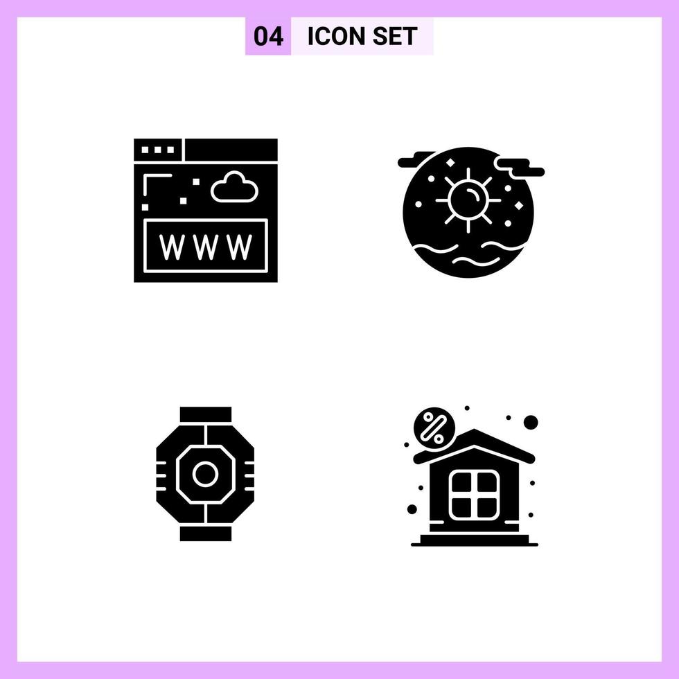 4 Icons in Solid Style Glyph Symbols on White Background Creative Vector Signs for Web mobile and Print