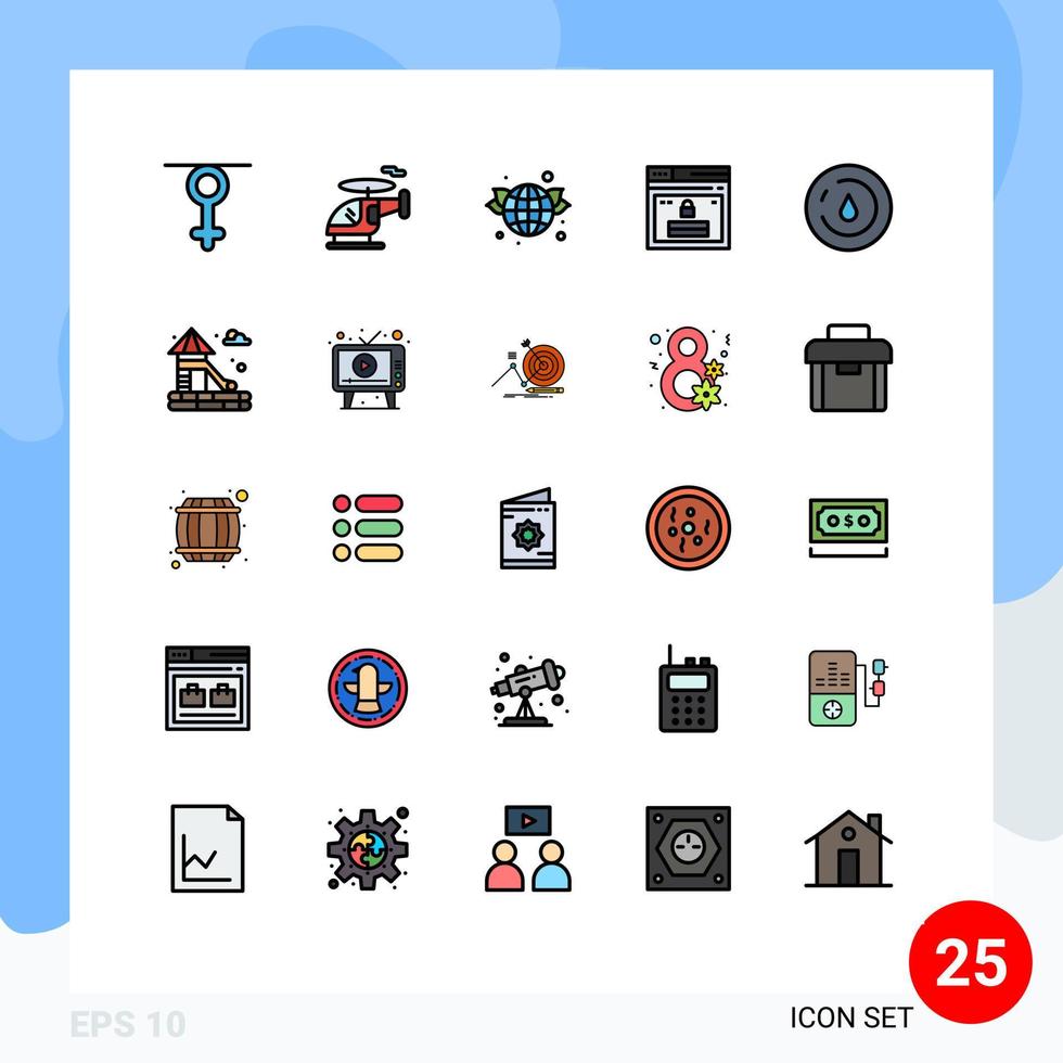 conjunto de 25 iconos modernos de la interfaz de usuario símbolos signos para la naturaleza contraseña mundo página del sitio web elementos de diseño vectorial editables vector