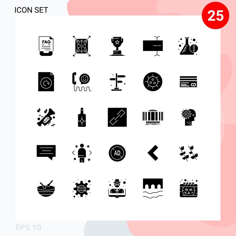 Universal Icon Symbols Group of 25 Modern Solid Glyphs of experiment input structure field marketing Editable Vector Design Elements