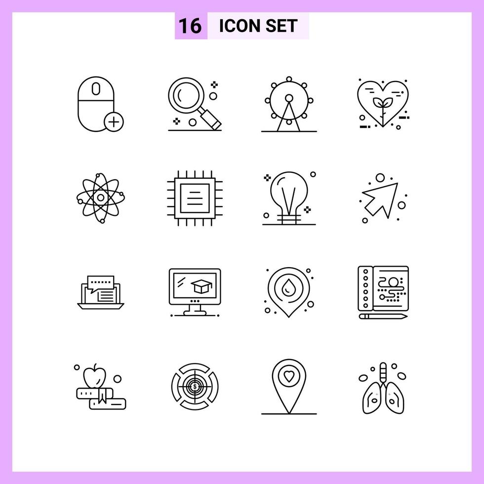 16 Icons in Line Style Outline Symbols on White Background Creative Vector Signs for Web mobile and Print