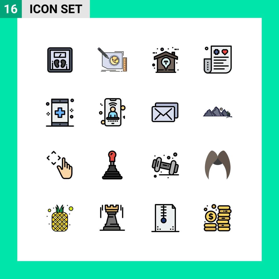 Paquete de 16 líneas rellenas de color plano de la interfaz de usuario de signos y símbolos modernos de la idea de la tarjeta de texto de crédito financiero elementos de diseño de vectores creativos editables