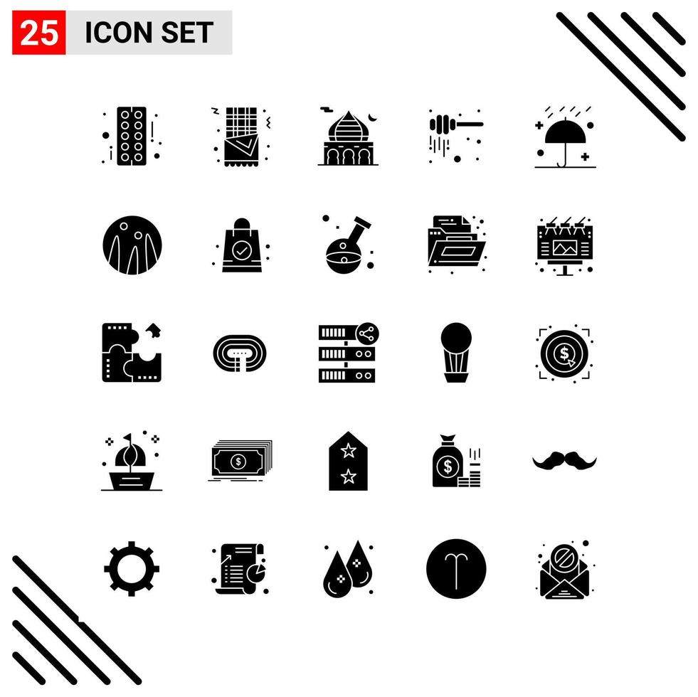 conjunto perfecto de píxeles de 25 iconos sólidos conjunto de iconos de glifos para el diseño de sitios web y la interfaz de aplicaciones móviles vector