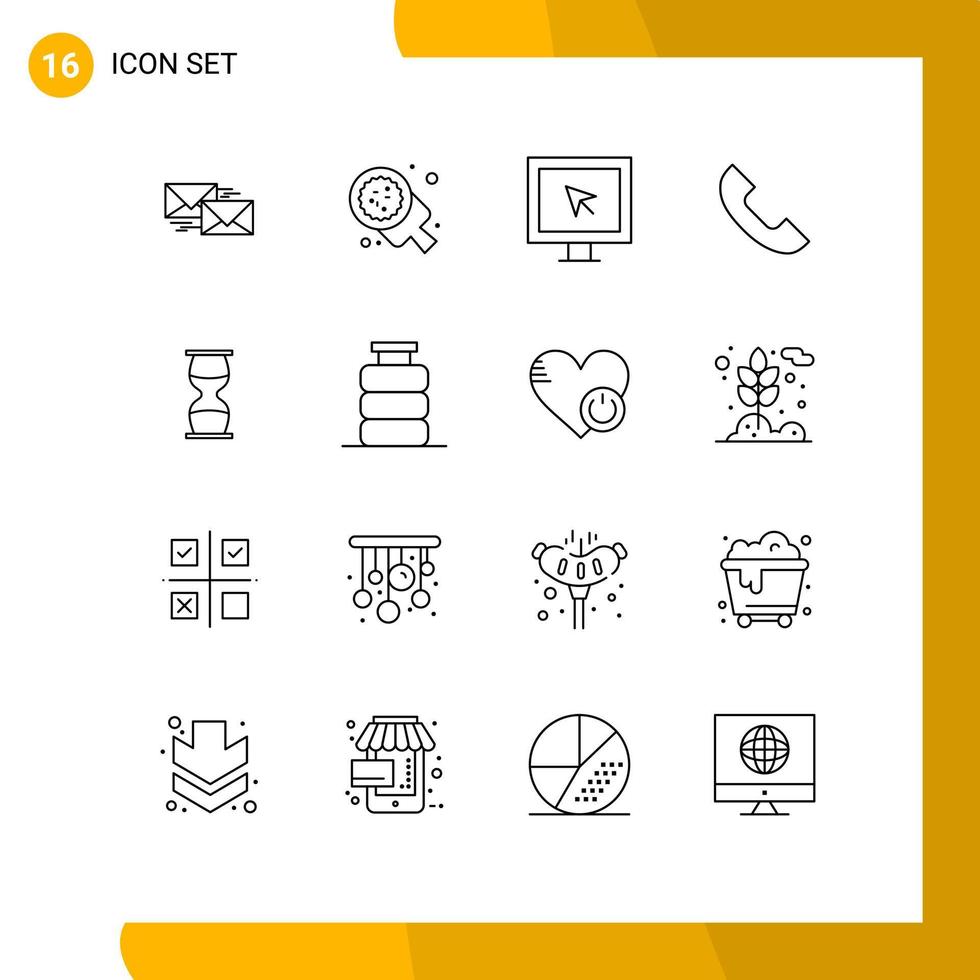 Pictogram Set of 16 Simple Outlines of telephone call italian tv internet Editable Vector Design Elements