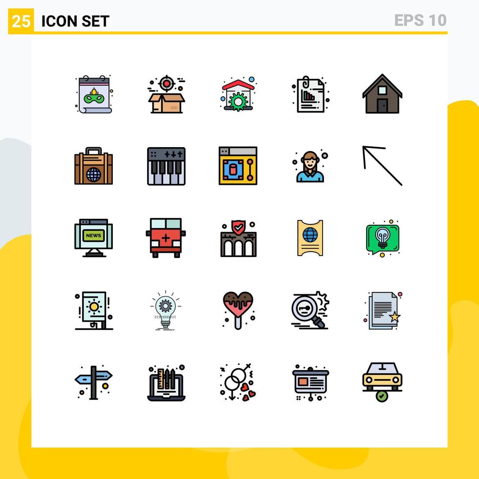 Stock Vector Icon Pack of 25 Line Signs and Symbols for pin files house document wrench Editable Vector Design Elements