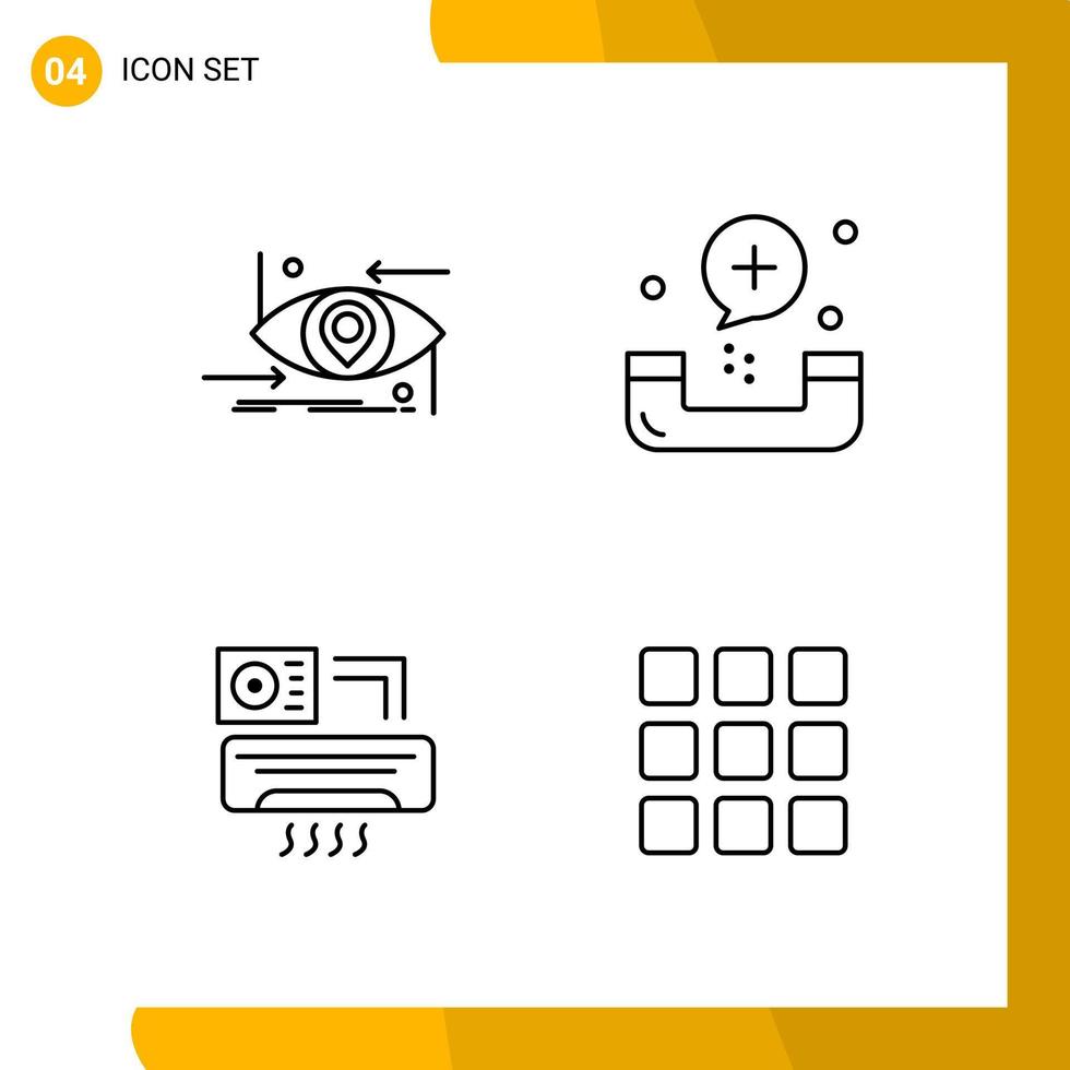 4 Icon Set Line Style Icon Pack Outline Symbols isolated on White Backgound for Responsive Website Designing vector