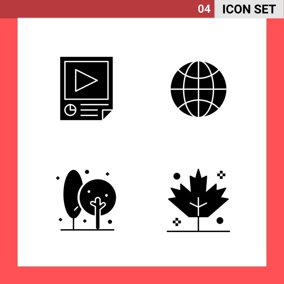 4 Icon Pack Solid Style Glyph Symbols on White Background Simple Signs for general designing vector