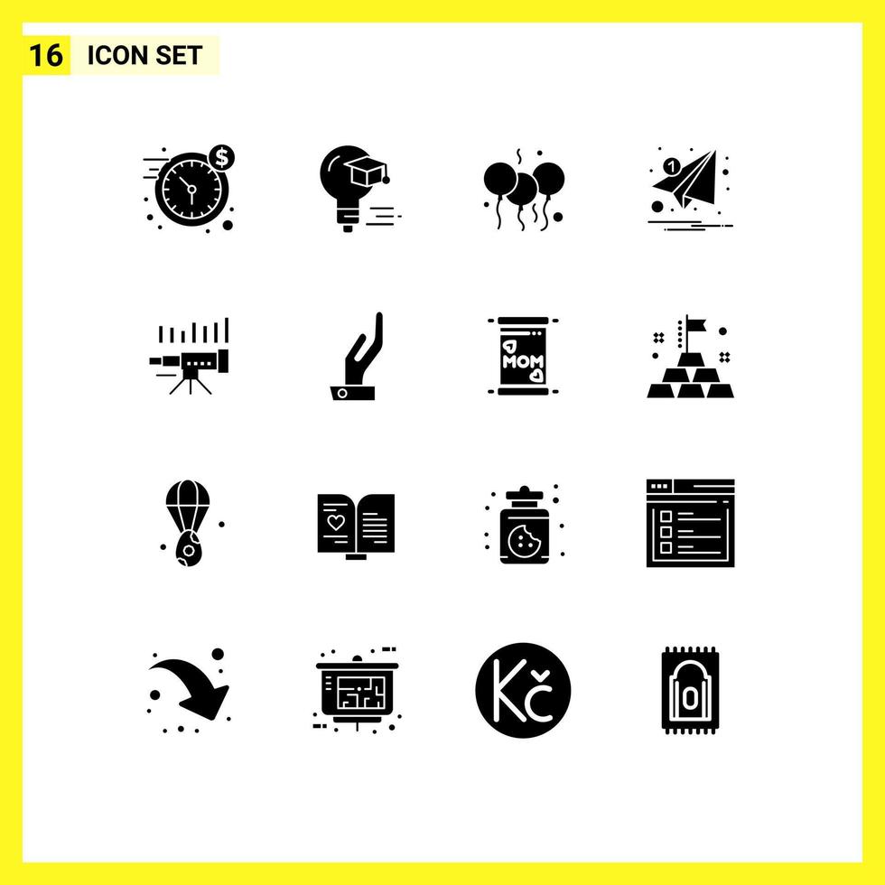 16 iconos creativos signos y símbolos modernos de notificación de telescopio elementos de diseño de vector editables de correo electrónico de marketing indio