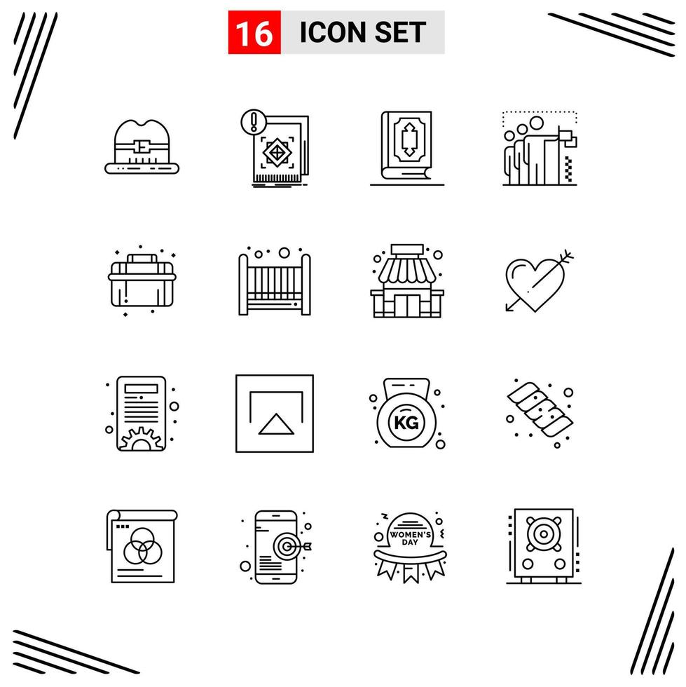 16 iconos estilo de línea basados en cuadrícula símbolos de esquema creativos para el diseño de sitios web signos de icono de línea simple aislados en fondo blanco conjunto de 16 iconos vector