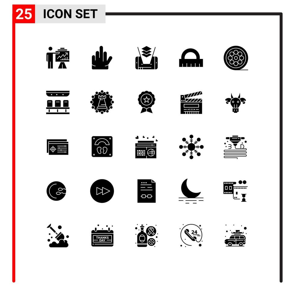 Modern Set of 25 Solid Glyphs and symbols such as web line mobile design control Editable Vector Design Elements
