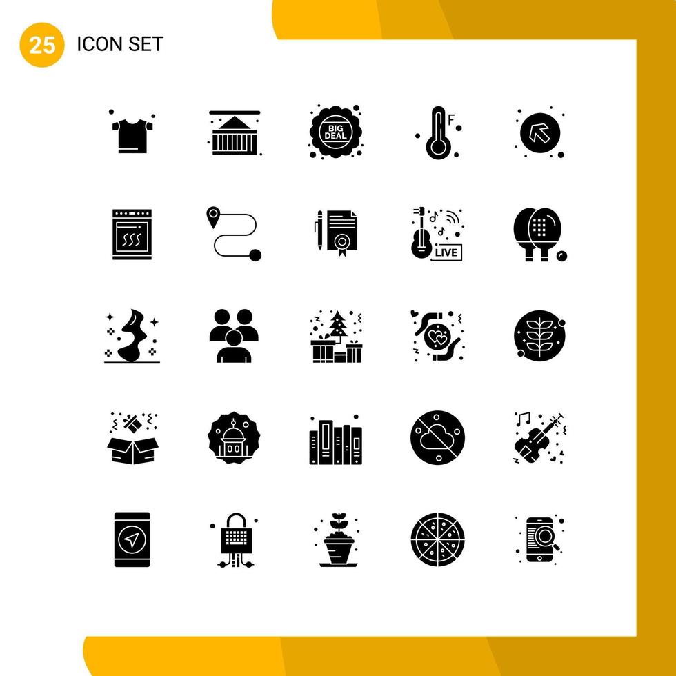 25 iconos creativos, signos y símbolos modernos de flechas hacia arriba a la izquierda, elementos de diseño vectorial editables de temperatura de flecha de descuento vector