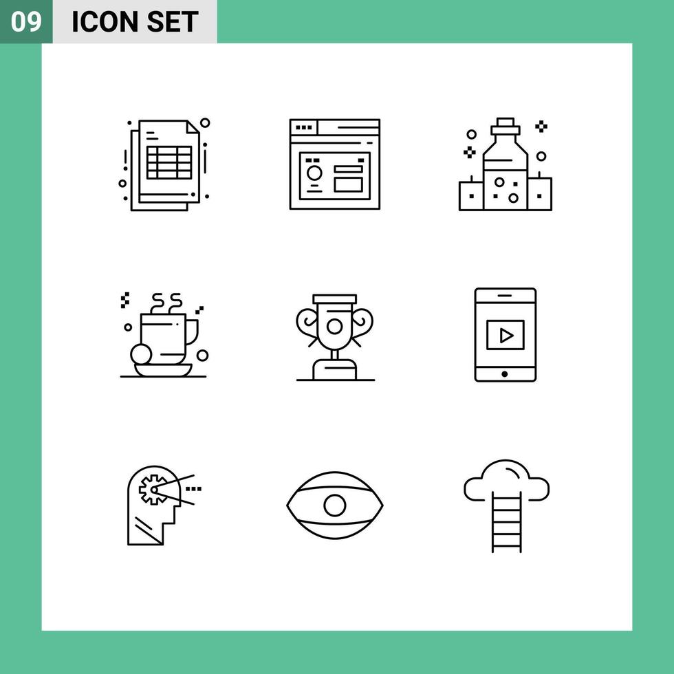 9 Universal Outline Signs Symbols of progress business healthcare coffee tea Editable Vector Design Elements