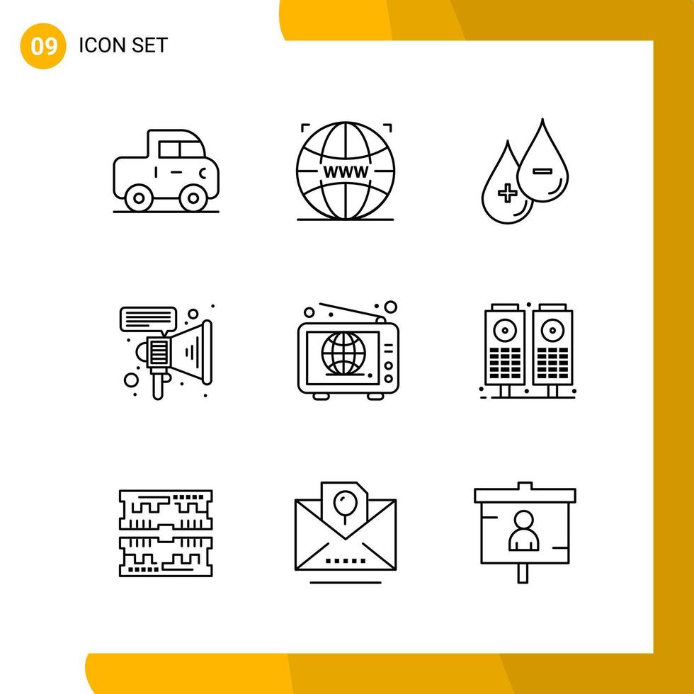 9 Icon Set Line Style Icon Pack Outline Symbols isolated on White Backgound for Responsive Website Designing vector