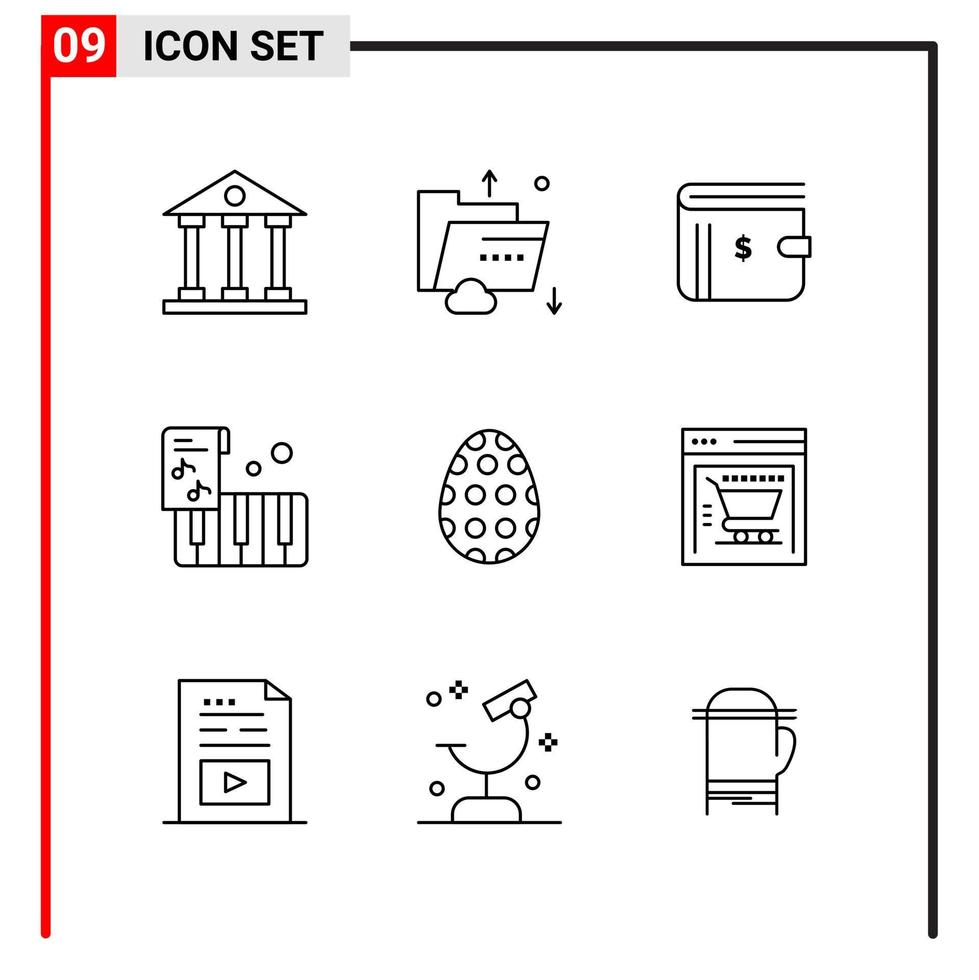 9 General Icons for website design print and mobile apps 9 Outline Symbols Signs Isolated on White Background 9 Icon Pack vector