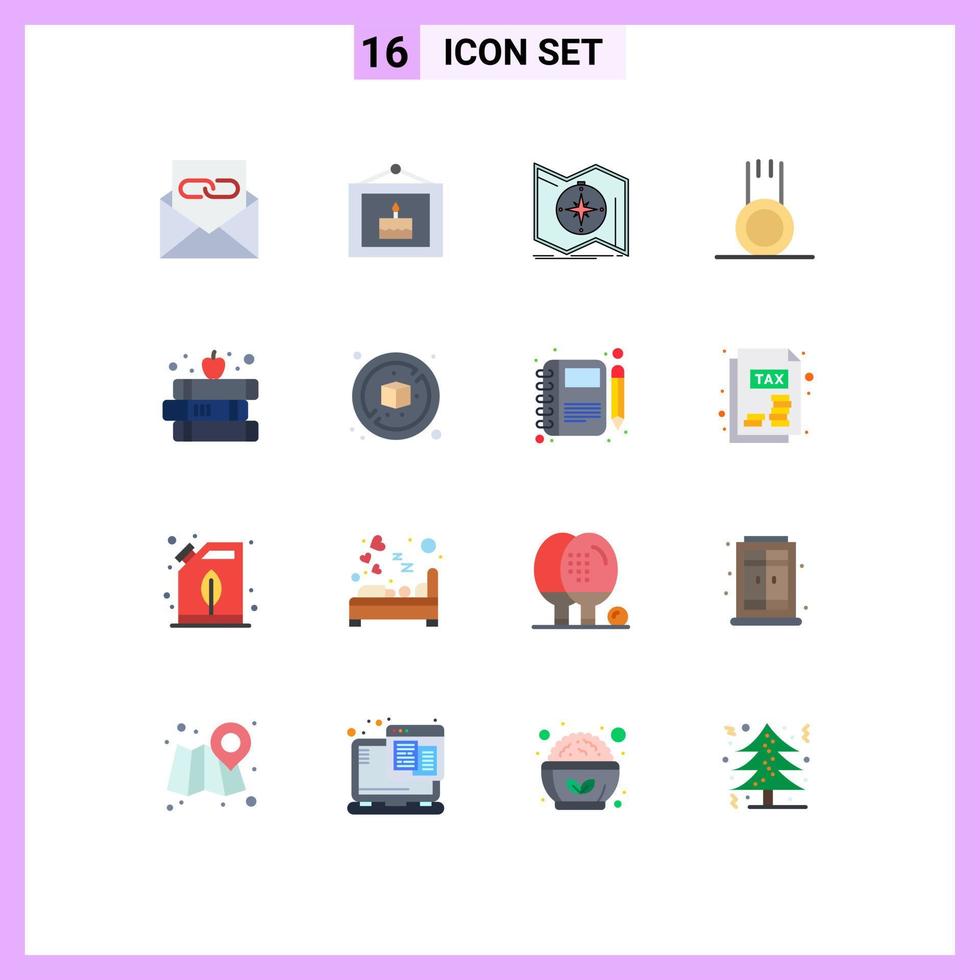 Mobile Interface Flat Color Set of 16 Pictograms of sport football picture exercise navigate Editable Pack of Creative Vector Design Elements