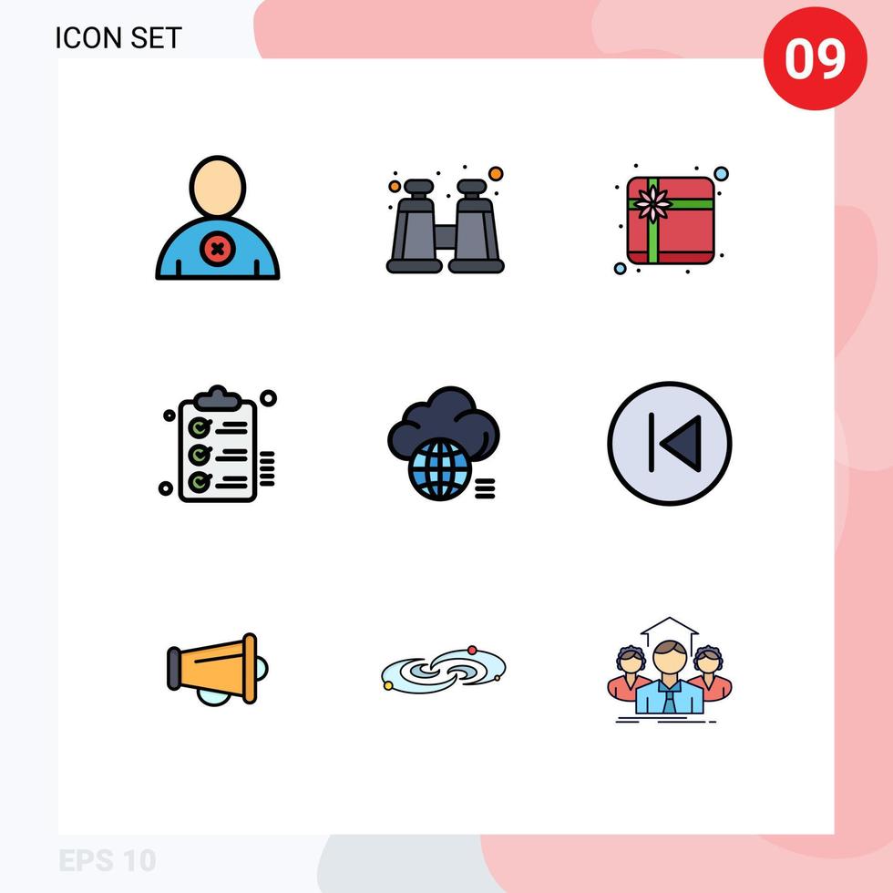Stock Vector Icon Pack of 9 Line Signs and Symbols for storage idea present cloud wishlist Editable Vector Design Elements