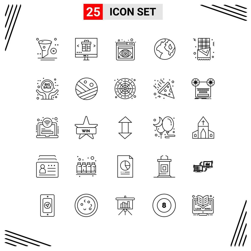 25 Icons Line Style Grid Based Creative Outline Symbols for Website Design Simple Line Icon Signs Isolated on White Background 25 Icon Set vector