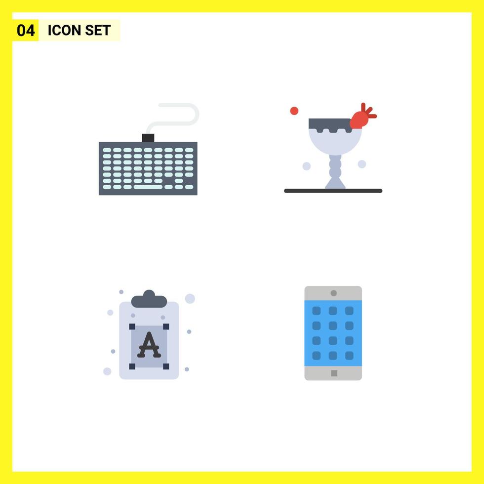 User Interface Pack of 4 Basic Flat Icons of hardware process type food text Editable Vector Design Elements