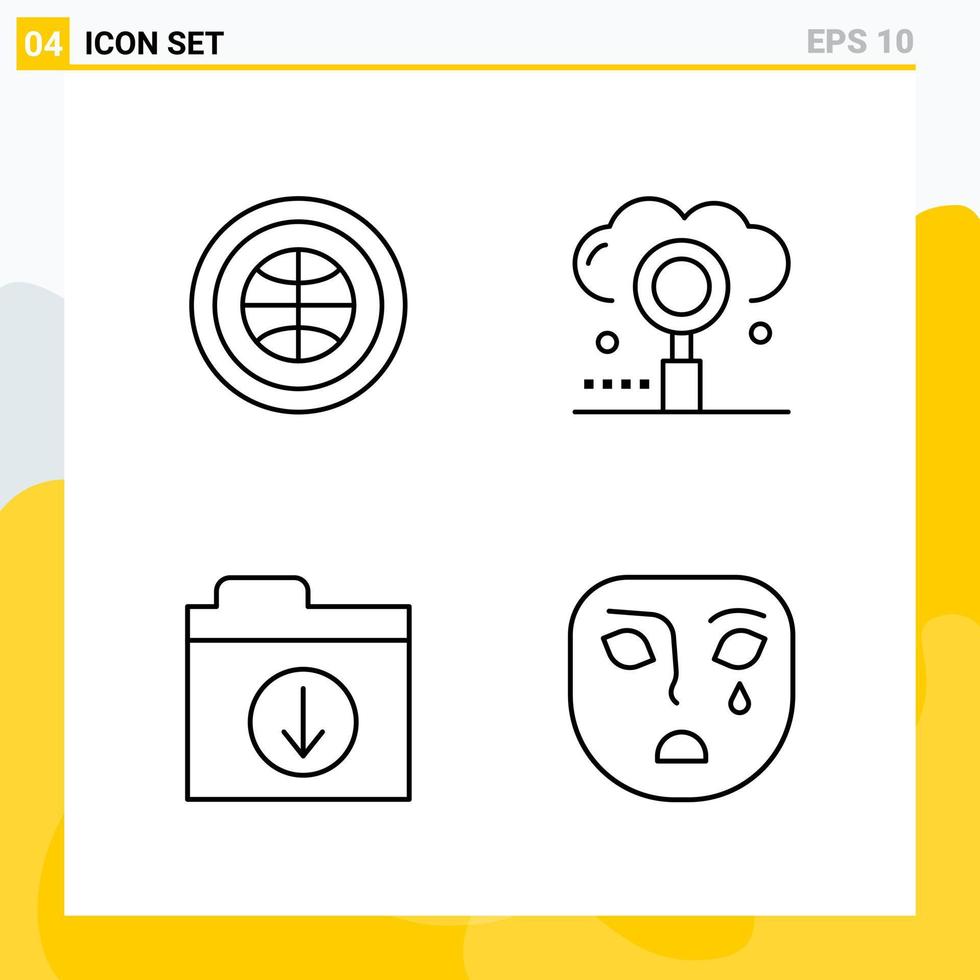Collection of 4 Universal Line Icons Icon Set for Web and Mobile vector