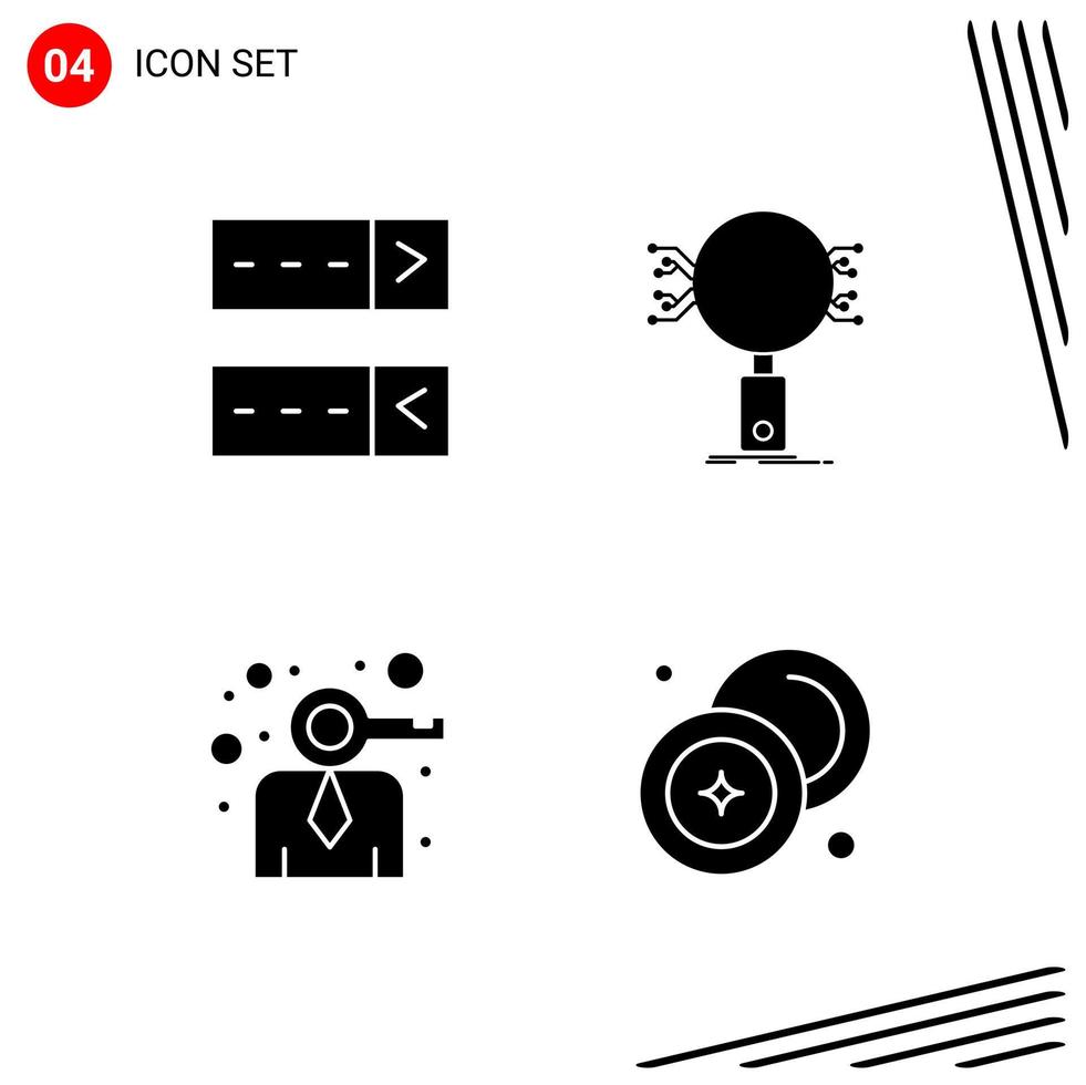 Collection of 4 Vector Icons in solid style Pixle Perfect Glyph Symbols for Web and Mobile Solid Icon Signs on White Background 4 Icons