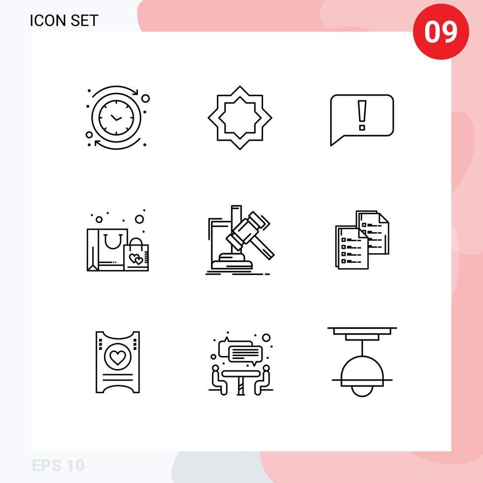 Set of 9 Modern UI Icons Symbols Signs for purchase favorite star bag basic Editable Vector Design Elements
