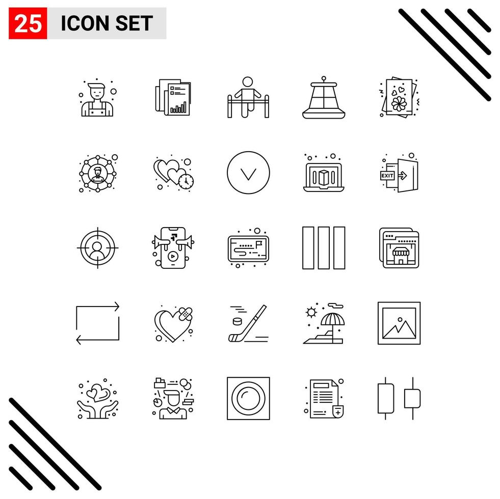 Set of 25 Modern UI Icons Symbols Signs for nautical buoy marketing man gymnastic Editable Vector Design Elements