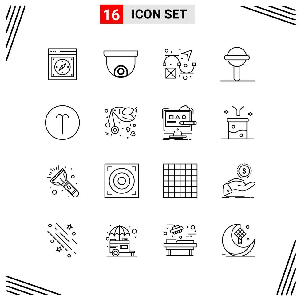 16 Icons Line Style Grid Based Creative Outline Symbols for Website Design Simple Line Icon Signs Isolated on White Background 16 Icon Set vector